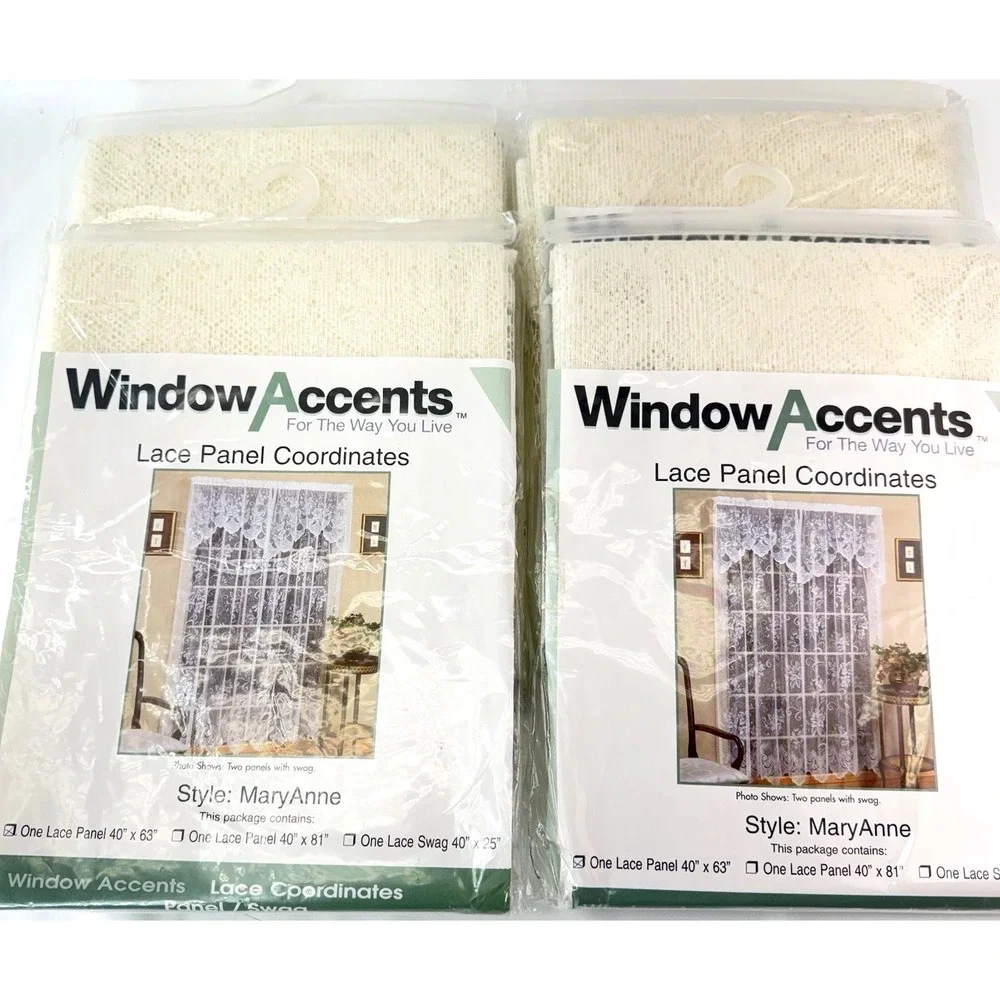 4 X Window Accents Ivory Lace Window Panel NOS 40 x 63